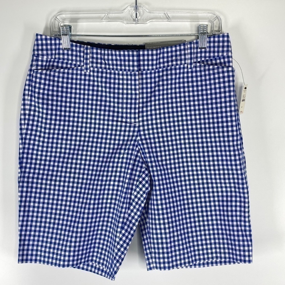 Talbots Perfet Shorts 9.5" Blue White Check NWT Size 8P